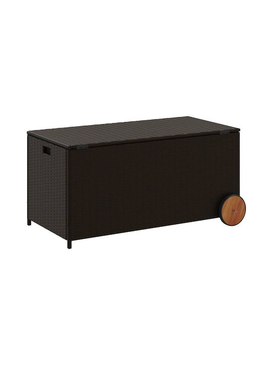vidaXL Μπαούλο Αποθήκευσης Εξωτερικού Χώρου Rattan 190lt Καφέ Μ107xΠ55xΥ50εκ.