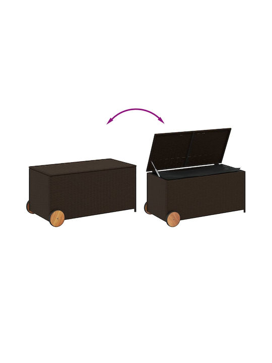 vidaXL Μπαούλο Αποθήκευσης Εξωτερικού Χώρου Rattan 190lt Καφέ Μ107xΠ55xΥ50εκ.