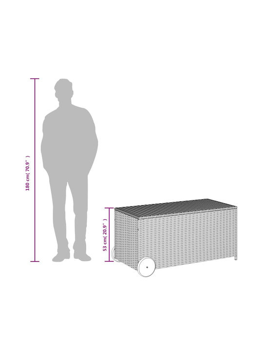 vidaXL Μπαούλο Αποθήκευσης Εξωτερικού Χώρου Rattan 190lt Καφέ Μ107xΠ55xΥ50εκ.