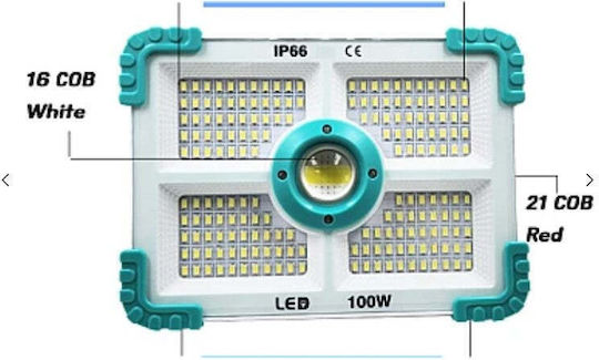 Proiector LED Solar Etanș 100W cu Fotocelul și Telecomandă IP66