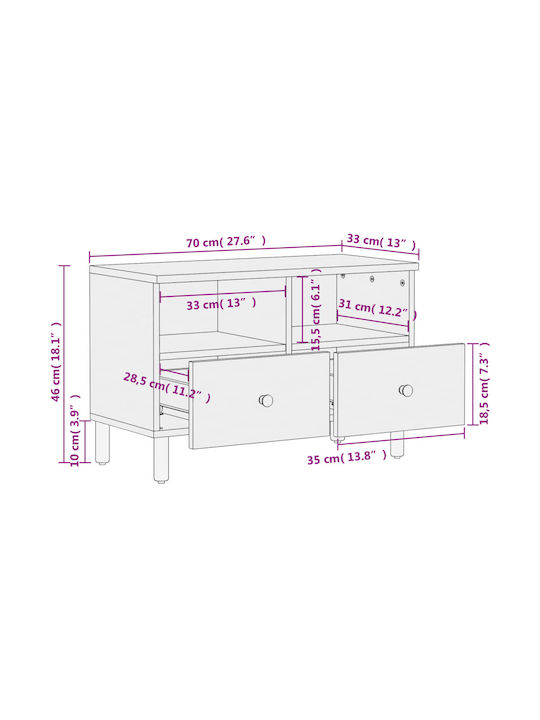 Stand TV Negru L70xA33xÎ46cm