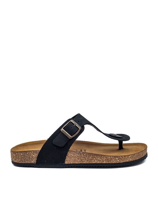 Leather Women's Flat Sandals Black