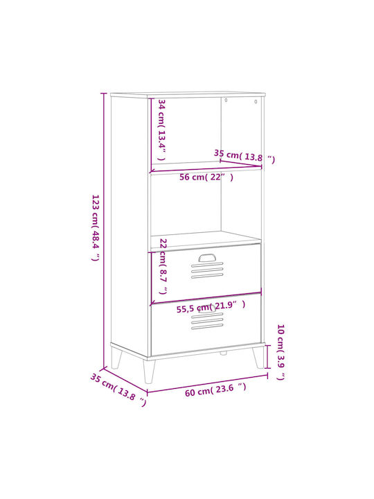 Black Bookcase 60x35x123 cm