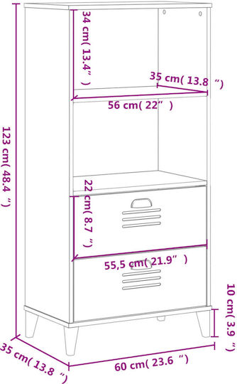 Bibliothek Schwarz 60x35x123cm