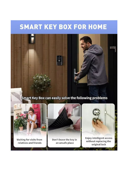 Smart Wall-Mounted Metallic Combination Key Holder With Keyboard 7.2x5.2x12.2cm
