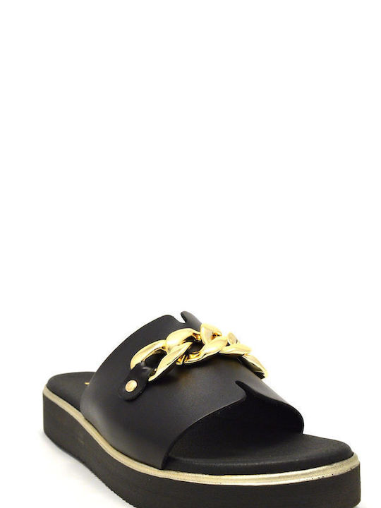 Ragazza Leather Women's Flat Sandals in Black Color