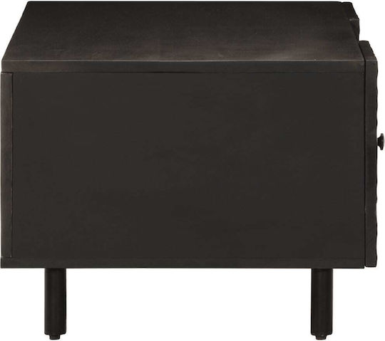 Rectangular Central Coffee Table Made of Solid Wood Black 100x54x40 cm