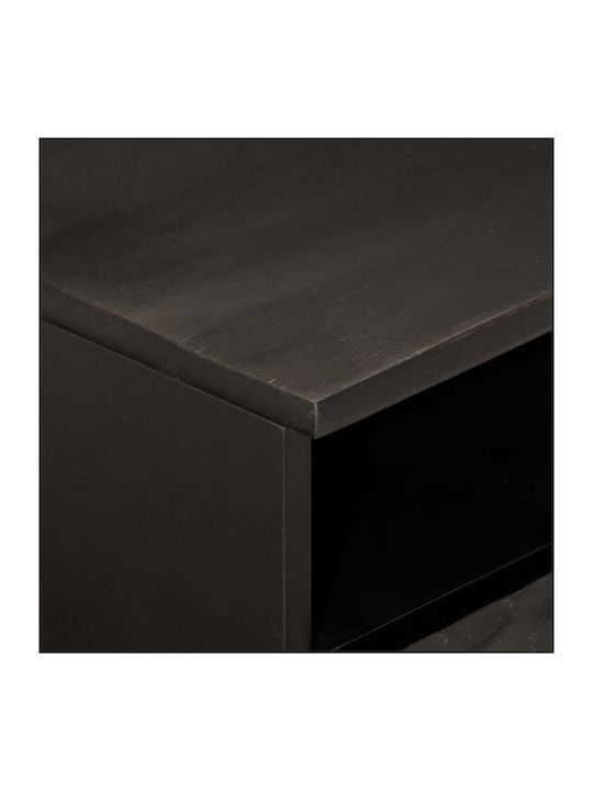 Rectangular Central Coffee Table Made of Solid Black Wood W80xD54xH40cm