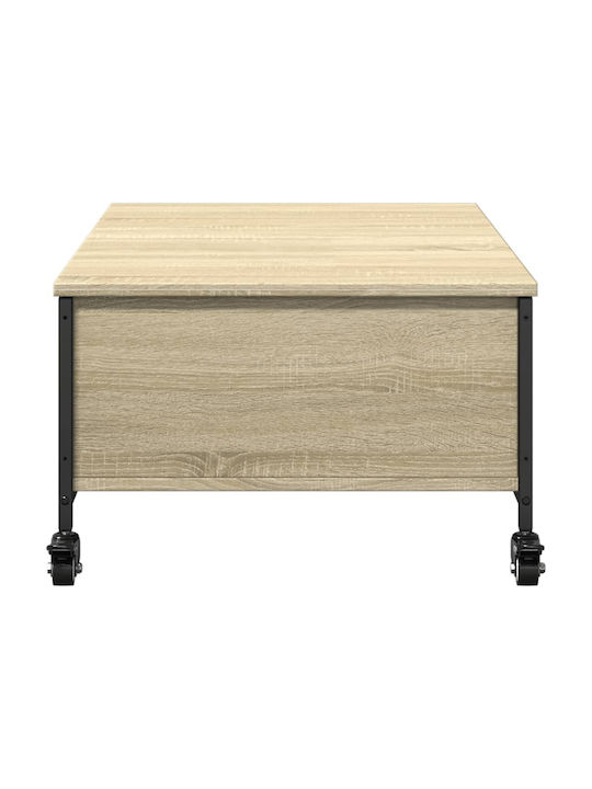 Rechteckiges Zentral Kaffeetisch aus Holz mit Rädern Sonoma Eiche M91xB55xH34cm