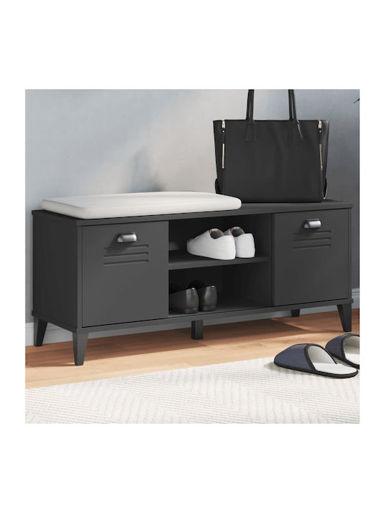 Entry Furniture with Shoe Rack Black Velvet-Black Metal 106x35x45cm