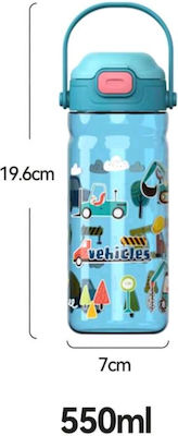 Tatu Moyo Kinder Trinkflasche Kunststoff mit Strohhalm Hellblau 550ml