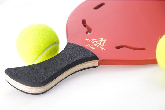 My Morseto Gold Beach Racket Red 400gr with Slanted Handle Black