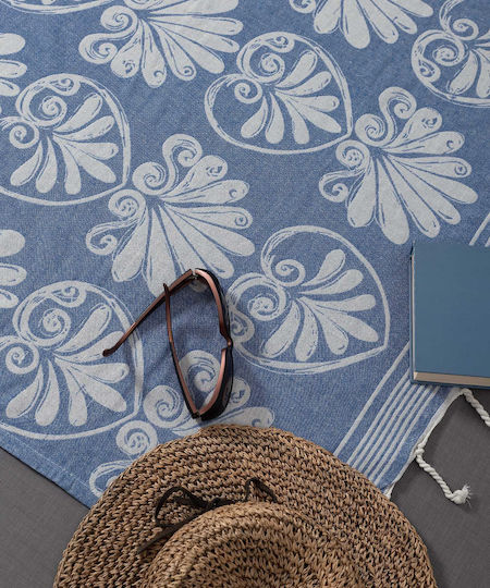 Silk Fashion Beach Towel Cotton Blue 180x90cm.