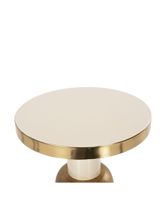 Round Side Coffee Table Ambur Metal Ecru-Gold W40.5xL40.5xH62cm