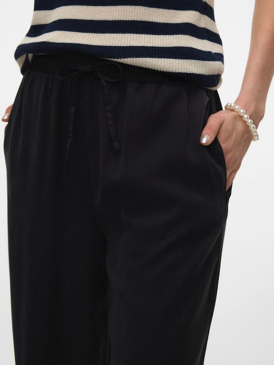 Damen Stoff Hose in Lockerer Passform Black
