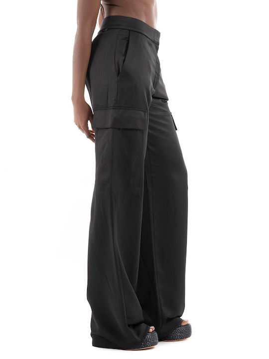 Hugo Boss Women's Fabric Trousers in Relaxed Fit Black