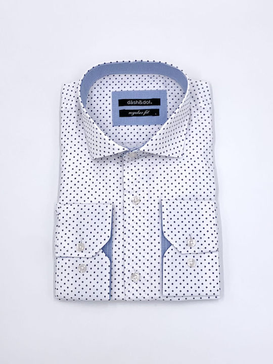 Dash&Dot Men's Shirt Polka Dot White