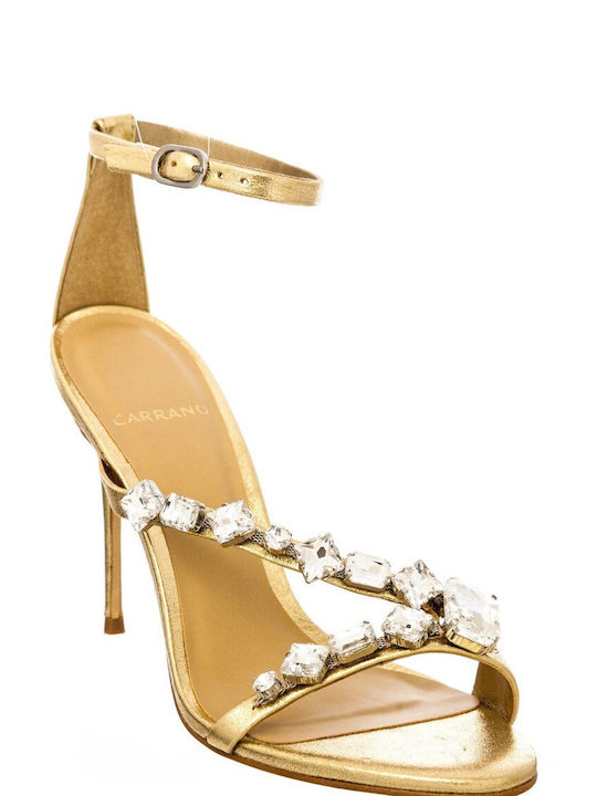 Carrano Leder Damen Sandalen in Gold Farbe