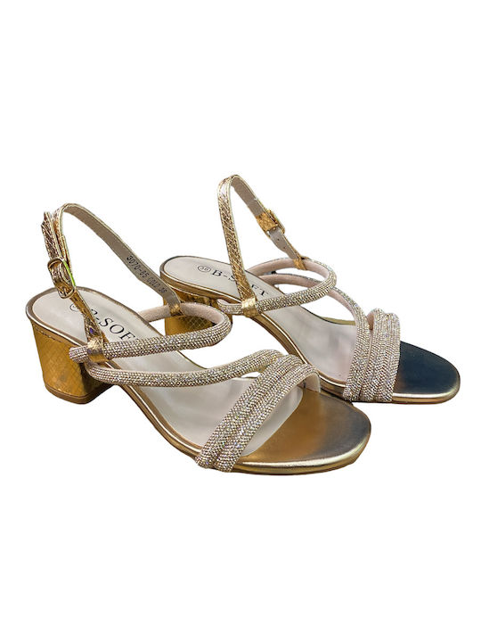 B-Soft Women's Sandals with Strass Gold