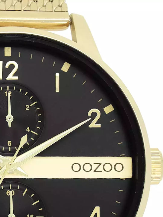 Oozoo Timepieces Ανδρικό Ρολόι 45mm Μπαταρίας με Μεταλλικό Μπρασελέ Gold