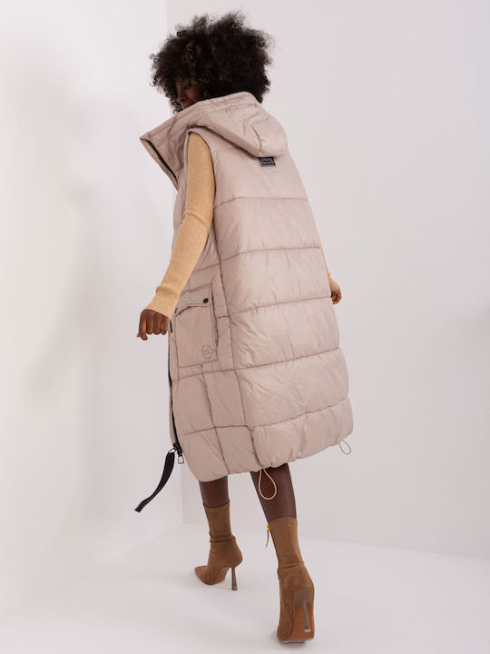 Sublevel Kurz Damen Ärmellos Puffer Jacke für Winter Beige