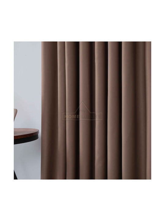 My Home Luxury Κουρτίνα με Τρουκς Dellia Καφέ 140x265εκ.