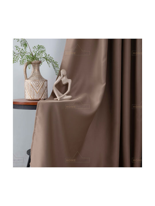My Home Luxury Κουρτίνα με Τρουκς Dellia Καφέ 140x265εκ.