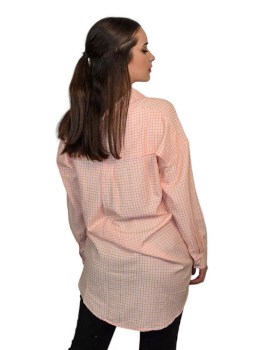 Morena Spain Women's Checked Long Sleeve Shirt Pink