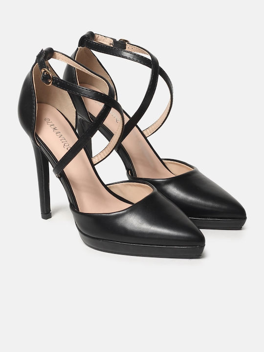 InShoes Pointed Toe Black Heels with Strap