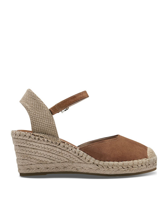 Women's Leather Platform Espadrilles Tabac Brown