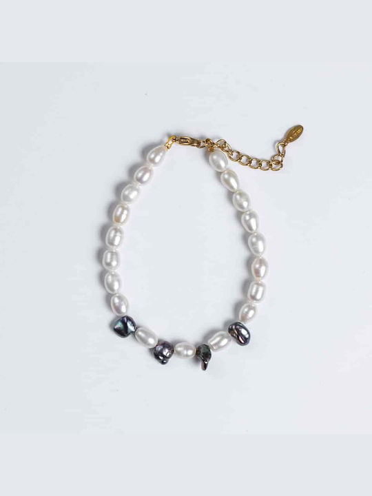 Handmade Cuoro Pearls Bracelet White Black