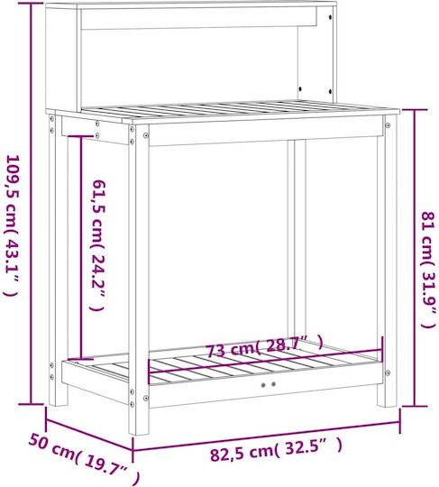 vidaXL Decorative Workbench Garden Wooden 82.5cmx50cmx109.5cm 832407