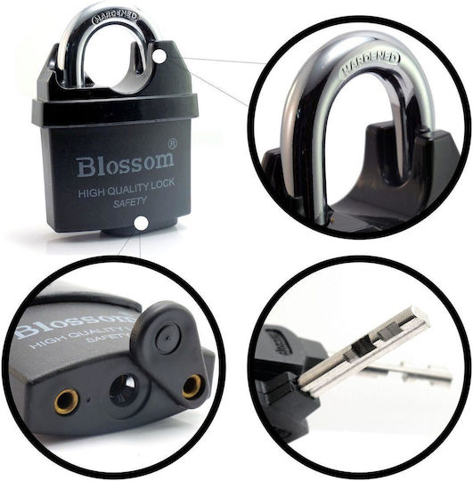 Blossom Steel Padlock Brass with Key 60mm Black 1pcs