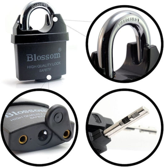 Blossom Steel Padlock Brass with Key 50mm Black 1pcs