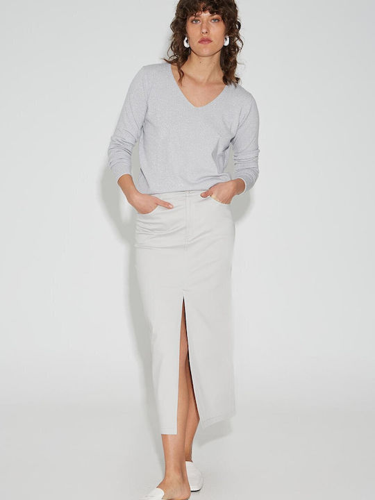Denim Midi Skirt Blue