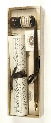 Francesco Rubinato 12-PIPPO Set Calligraphy Pen Brown Wooden with Black Ink