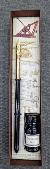 Francesco Rubinato Calligraphy Pen Brown Wooden with Blue Ink