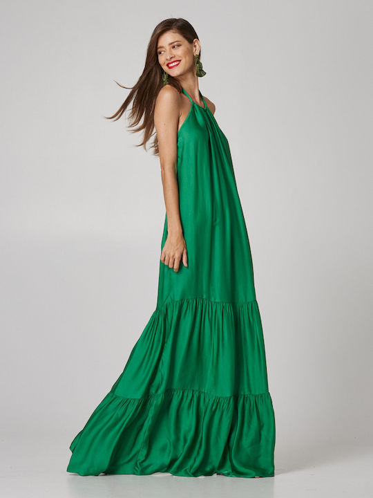 Lynne Maxi Rochie cu Volane Green