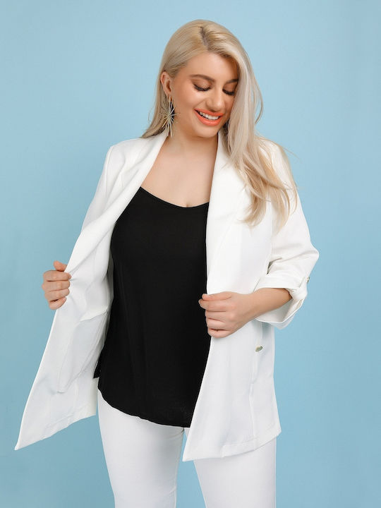 Dina Women's Waisted Blazer White