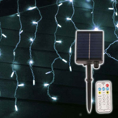 200 Λαμπάκια LED 30μ. x 600εκ. Ψυχρό Λευκό Ηλιακά τύπου Βροχή