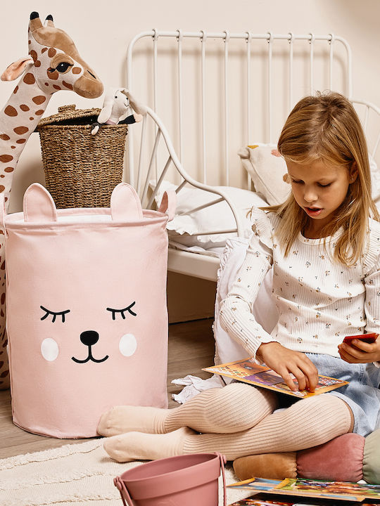 Sipo Children's Folding Laundry Basket made of Fabric Pink 35x35x45cm 1pcs