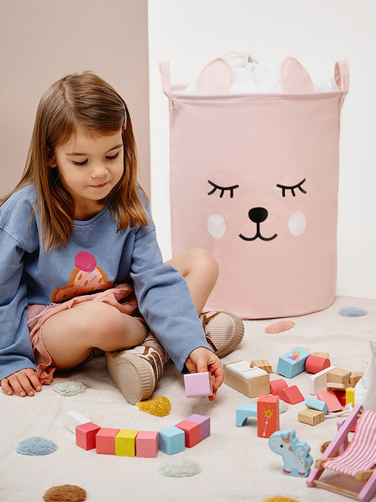 Sipo Children's Folding Laundry Basket made of Fabric Pink 35x35x45cm 1pcs
