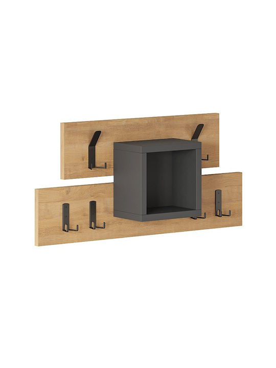 Megapap Wall Hanger Lumina Wooden 12 Hooks Gray GP037-0212 68x32x14.8cm