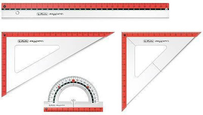 Herlitz Set von 4 geometrischen Instrumenten Kunststoff Transparente (Μiverse Farben)