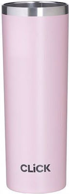 Click Glass Thermos Stainless Steel Pink 450ml with Mouthpiece