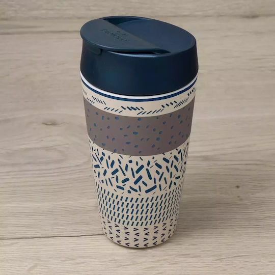 Chic Mic Bioloco Plant Deluxe Tribal Recyclable Glass Thermos Stainless Steel BPA Free 420ml Green
