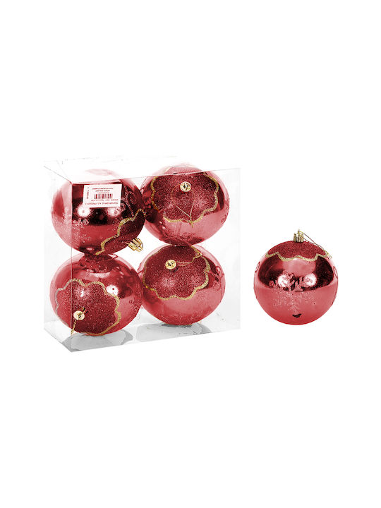 XMASfest Weihnachtshänger Kugel Ornament Plastik 10cm Set 4Stück (Μiverse Farben)