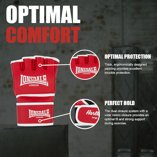Lonsdale Mănuși de Box din Piele Sintetică pentru Competiție Roșii