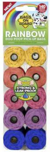 Bags On Board Rainbow Dog Waste Bags 10 Rolls of 14pcs