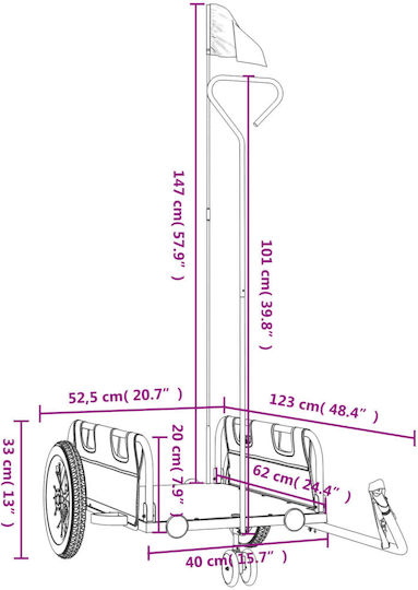 Vidaxl Anhänger Fahrradzubehör Blaues Oxford-Gewebe Eisen